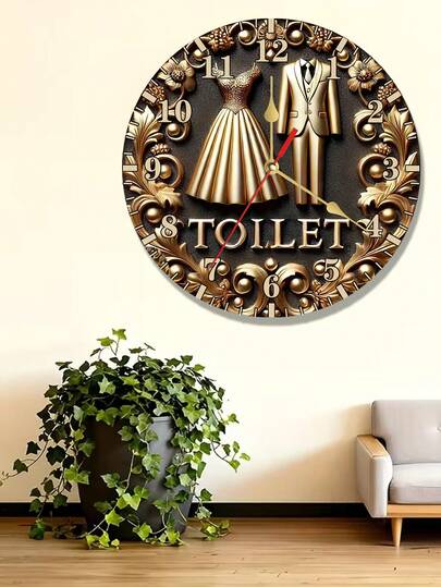 2D Flat - A Wooden 2D Bathroom Decor Plaque With Floral Pattern, Suitable For Home, Bar Or Cafe Decoration, An Ideal Room Decoration Choice