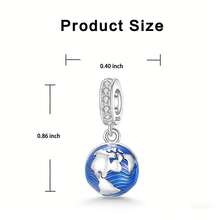 925镀银炫彩蓝色行星吊坠饰品 | 适用于手链和手镯，精致饰品 - 混合色 - 查看 8