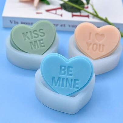 1pc Valentine's Day Series Letter Heart Shaped Aroma Candle Mold