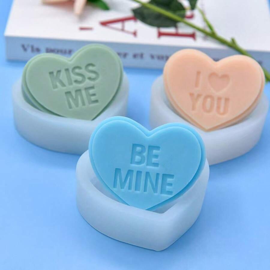 1pc Valentine's Day Series Letter Heart Shaped Aroma Candle Mold - White - View 1