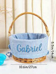 1 件个性化复活节篮子内衬（此链接仅包含内衬，不含篮子），采用精美条纹面料制成。可定制您的名字或首字母缩写。兔子造型篮子套装包含：1 个手工制作的复活节篮子内衬（绣有您的名字或首字母缩写，不含篮子）、1 个复活节彩蛋寻宝篮、1 个绣有名字的礼品袋以及高品质刺绣棉布。这是为您的复活节彩蛋寻宝活动增添特别意义的完美复活节礼物。 - 彩色 - 查看 12