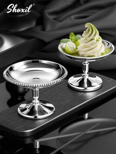 shoxil 1/6 pièces Coupe à dessert en acier inoxydable, bol à crème glacée, plateau de dattes, assiette accessoire à café, plateau décoratif, convient pour la maison, les fêtes, l'Aïd al-Adha