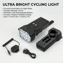 1PC USB Rechargeable Mountain Bike LED Front & Rear Light - Handlebar Mounted, High Brightness, Ideal For Night Riding - Multicolor - View 7