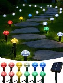 20/10pcs LED Solar String Lights, Mushroom Shape, Solar Powered, 8 Lighting Modes, Plug And Play, Ground Stake, Suitable For Garden, Lawn, Driveway, All-Season Solar Powered Outdoor Lights - Black - View 13