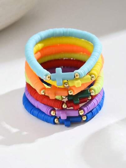 7件套时尚、性感、优雅、精致、迷人、百搭的波西米亚海洋风交叉多层手链套装，适合日常休闲、派对、音乐节、海滩度假等场合佩戴。