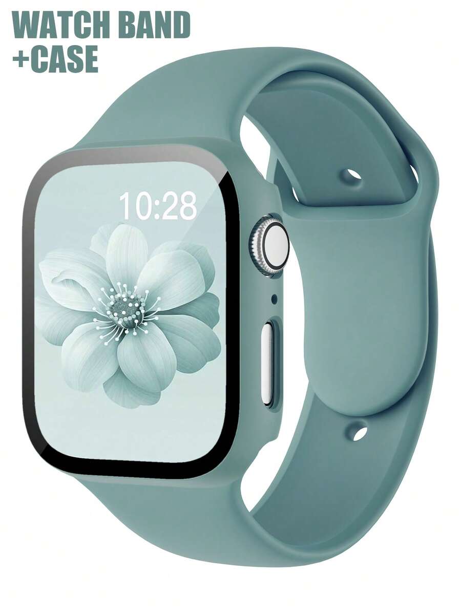 这款二合一表带兼表壳兼容 ，适用于 40mm、41mm、42mm、44mm、45mm、46mm 和 49mm 尺寸。运动休闲风格，搭配铆钉硅胶表带。配备防震防刮硬质 PC 表壳和钢化玻璃屏幕保护膜。兼容 Ultra/11/10/9/8/7/6/5/4/SE 系列。男女皆宜。柔软舒适，易于佩戴，触感灵敏。 - 松針綠 - 查看 1