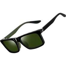 ¡RecomendadoJoopin Lentes de Sol Hombre y Mujer TR90 Polarizados Protección UV400 Cuadrados Rectangulares Clásicos¡Top de Temporada - A02 - TR90 Negro Brillante / G15 Verde - Ver 13