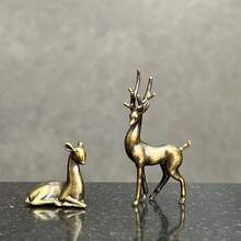 2pcs Vintage Brass Deer Figurines - Elegant Mini Decor, Suitable For Home, Furniture And Landscape Design, With Rustic Charm And Distressed Effect - Perfect To Add To Any Room - 2 packs - View 8