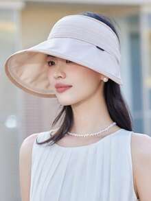 1pc Women's Solid Color Visor Hat, Minimalist Casual Fashion Versatile Baseball Cap, Lightweight Breathable For Outdoor Sports, Vacation, Commute, Adjustable Sun Hat, Suitable For Daily And Holiday Use, Hair Exposed - Solid Color - View 3