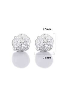 1 Pair S925 Sterling Silver Minimalist Yarn Ball Stud Earrings, Feminine Woolen Ball Earrings, Fresh & Elegant Simple Fashion Earrings Gift - Ball Of Yarn - View 8