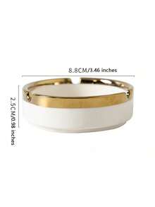 1pc Handmade Gold-Plated Ceramic Ashtray, Gold-Rimmed Edge, Round Shape, Suitable For Home, Office, Cafe, Nordic Minimalist Style Home Decor (Subtle Differences In Handmade Gold-Plating Process Do Not Affect Use) - Multicolor - View 5