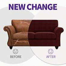 ZNSAYOTX 2 Piece Chair Covers For Living Room With Arms Anti Slip Stretch Arm Chair Slipcovers Sofa Armchair Slipcover Machine Washable Furniture Protector Coffee Small - 小份+酒紅色 - 查看 4