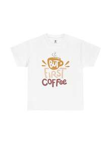 But First Coffee Shirt Cute Coffee T Shirt Aesthetic Graphic Tee Gift For Coffee Lovers Barista Casual Unisex Tee - White - View 1