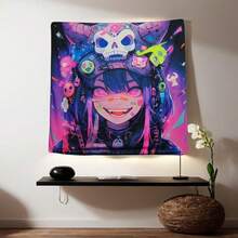 HOUHUANG Hanging Paintings,  Tapestry, Murals, And Decorative Paintings, Anime, Cartoons, Polyester Material  For Families, Bars, And Outdoor Parties (Halloween Girl) - 多彩的 - 查看 4
