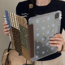 Niche Leopard Print & Snowflake Cute Flat Protective Case Suitable Compatible With Apple 11th Gen, Pro 2025 New Cute 10th Gen, Air 7/6 With Pencil Slot Anti-Bend 11-Inch Tablet Protective Cover For Girls - Brown - View 3