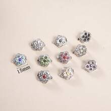 100枚/盒 可爱闪亮水晶水钻胸针别针，女士围巾/头巾配饰 - 彩色 - 查看 7