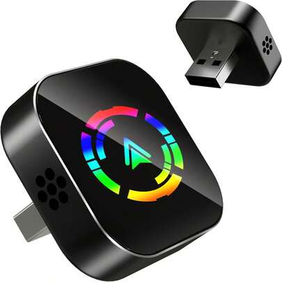 2-In-1 Wireless CarPlay & Android Auto Adapter, Plug & Play CarPlay Dongle Converts Wired To Wireless, Fast Auto-Connect, No Delay, Compact Design For IPhone & Android With USB/USB-C Port,Car Acessesories,Car Decor,Car Stuff,Car Accesories Interior Woman,Valentines Gift,Valentines Day,San Valentín,Home Décor,Car Essentials(Black)