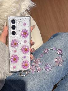 1件手工树脂紫色水晶花朵手链，手机壳兼容三星Galaxy Z Fold 7、Z Fold 6、Z Fold 5、Z Fold 4、Z、Z FE、Z Flip6、Z Flip5智能手机，返校季必备 - 彩色 - 查看 44
