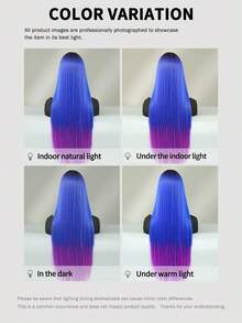 7JHH WIGS Tóc giả dài thẳng ombre xanh hồng cho nữ 30 inch, kiểu dáng thanh lịch, bồng bềnh không mái, rẽ ngôi giữa, sợi tổng hợp chịu nhiệt rất mềm mại, tóc giả đẹp, đầy đặn, thích hợp cho các cô gái thời trang, anime hoặc hóa trang cosplay, lễ hội âm nhạc, khiêu vũ, tiệc tùng, thời trang đường phố. - Màu xanh ombre - Xem 11