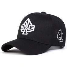 1顶男士ONE卡车司机帽，个性化字母和扑克刺绣棒球帽，街头时尚五片帽，户外防晒休闲帽，适合春季、秋季、旅行、海滩等场合 - 多色 - 查看 5