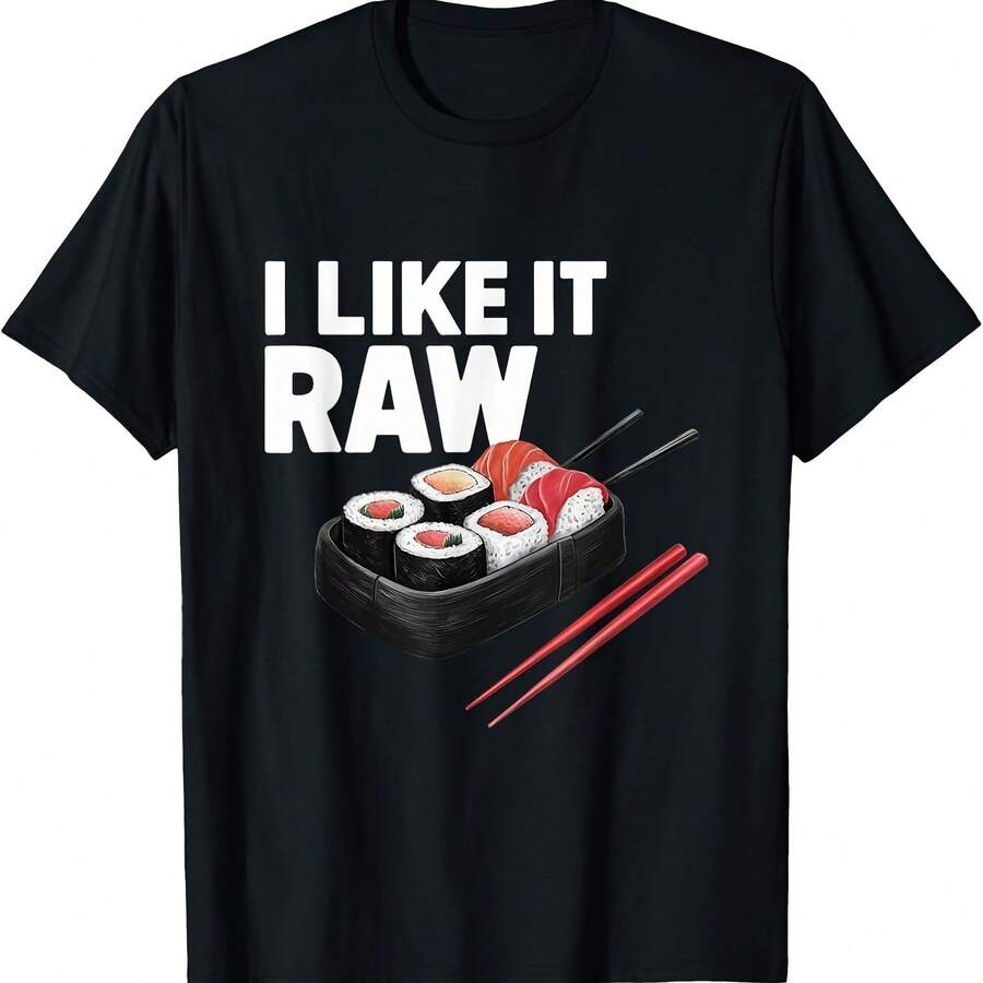 Camiseta divertida de sushi crudo para hombre y mujer, comida japonesa. - Negro 3 - Ver 1