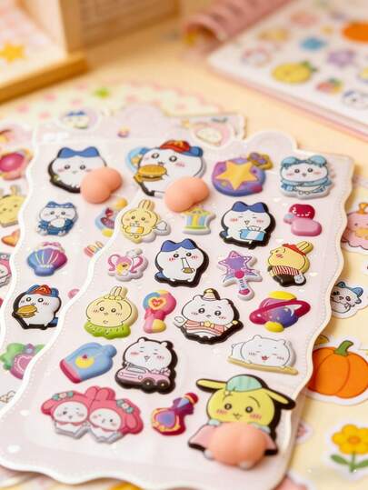 3D Stickers For Kids Girls Gifts, Transparent Squishable 3D Stickers Suitable For Phone, Laptop, Luggage, Water Bottle, Skateboard, Notebook And Guitar Decoration, Great For Daily Use