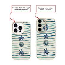 1个TPU材质清新蓝白条纹海龟图案手机壳，兼容苹果17 Pro Max/17/16 Pro Max/15/13/12/11、S20 FE/A15/S24/A55、Note 11/Note 12/Note 13 Pro，全包防摔软壳保护套 - 白色 - 查看 7