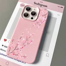 1pcs Cherry Blossom Phone Case Suitable For Apple Phone 11 12 13 14 15 16 17 PRO MAX X XSMAX Antidrop Phone Case Camera Protection Phone Case Vintage Light Luxury Style Elegant Stunning Can Be Given To A Lover Can Be Given To Friends - 粉色 - 查看 5