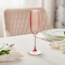 1pc Transparent Plastic Champagne Glass With Gypsophila, Unbreakable 5.5oz Reusable Diamond Textured Wine Glass, Suitable For Weddings, Christmas, Parties And Other Large Gatherings - Multicolor - View 6