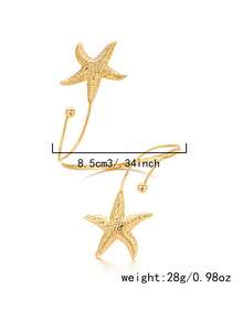1 pieza Brazalete de mujer con forma de estrella de mar, apto para uso diario - Dorado - Ver 5