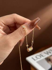 1pc 925 Sterling Silver Elegant Delicate Rainbow Hoop Necklace, Exquisite Jewelry Gift For Women, Party Gift, Birthday Gift, Daily Wear - Rainbow Lucky Necklace - View 3