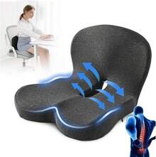 ¡RecomendadoCojín de Espalda y de Silla Combinado, Cojin para Coxis y Ciatica Lumbar, Soporte Lumbar para Silla de Oficina, Aliviar La Ciática, Base Antideslizante, para Oficina, Coche, Camión (Gris)¡Top de Temporada - Gris Oscuro - Ver 13