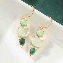 DIYCCPC Elegant Light Green Transparent Oval Pendant Earrings, Handmade Jewelry Suitable For Women's Daily Wear, An Ideal Gift For Females - Green - View 10