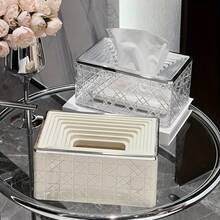 1 pieza Cubierta de caja de pañuelos con diseño de cuadrado bailarín, accesorio de baño moderno con diseño único, adecuado para baño, tocador, dormitorio y sala de estar, soporte duradero para rollos de pañuelos, decoración del hogar - Multicolor - Ver 1