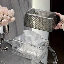 1 pieza Cubierta de caja de pañuelos con diseño de cuadrado bailarín, accesorio de baño moderno con diseño único, adecuado para baño, tocador, dormitorio y sala de estar, soporte duradero para rollos de pañuelos, decoración del hogar - Multicolor - Ver 5