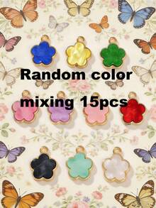 5/20/30/50/100/200/300/500pcs Multi-Color Fashionable Elegant Four-Leaf Clover & Five-Petal Flower Pendant, Suitable For DIY Necklace, Bracelet, Earring, Keychain, Phone Strap, Couple Gift Jewelry Making - Five-petal Flower - View 21