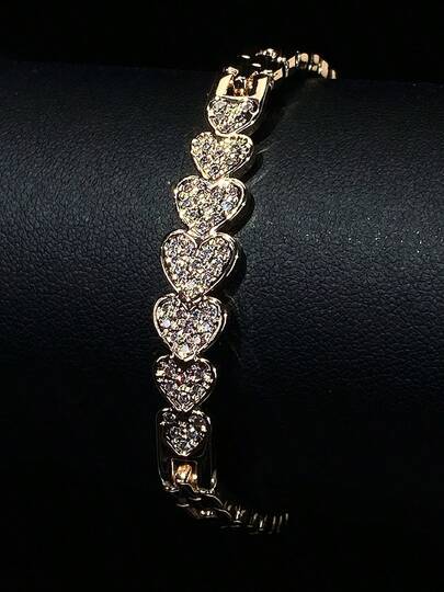 1 pieza Pulsera delicada con corazón de strass para mujer, joya de nicho lujosa, elegante y versátil, adecuada para uso diario