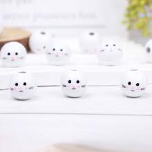 Easter Bunny Wooden Bead & Linen Rope, White Rabbit Pendant Bracelet Beads, DIY Craft Supplies - Multiple Styles - View 7