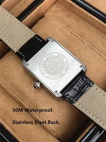 Pablo Raez 1件装原创女士腕表，魅力复古女士腕表，不锈钢银色防褪色表盘，时尚设计，50米防水，水钻条纹表盘，女士休闲石英表，黑色皮表带，真条刻度，清晰白色表盘，AAA级女士腕表，适合日常佩戴，教师礼物，送给母亲或女朋友的礼物，派对装饰的流行款式，毕业典礼结婚礼物 - 銀色 - 查看 11