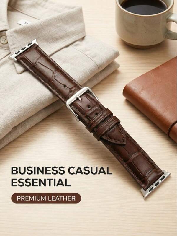 1PC Men's Business Brown Leather Watch Strap Compatible With IWatch 38mm 40mm 41mm 42mm 44mm 45mm 46mm 49mm,Brown Leather Watch Band Compatible With Apple Watch Series Ultra 3/2/1 11 10 9 8 7 SE3 6 5 4 3 2 1,Formal Style Leather Watchband Suitable For Formal Occasions & Daily Wear,Smart Watch Strap Compatible With Apple Watch Bands,Watch Strap Accessories For Men,Great Gift For Boyfriend,Husband,Christmas Gifts,Birthday Gifts