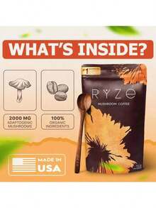 Mushroom Medium Roast Coffee USDA Organic With 6 Adaptogenic Mushrooms, USA Grown Instant Coffee For Better Energy, Focus Digestion Immunity With Lions Mane & Turkey Tail 30 Servings - 3 包 - 查看 4