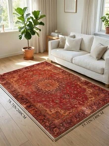 1pc Boho Style Large Area Rug, Mandala Flower Pattern, Soft & Comfortable Texture, Easy Maintenance, Non-Slip Backing, Suitable For Living Room, Bedroom, Kitchen, Dining Room, Office, Home Decor, Bedroom Decor, Room Decor And Doormat. - Redwood - View 17