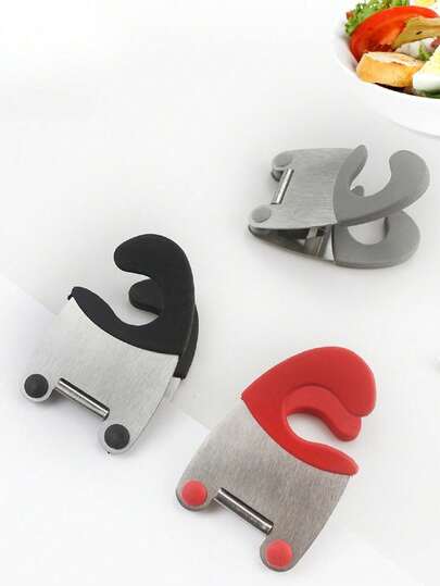 1pc Stainless Steel Kitchen Pot Holder Clip/Fixator, Multifunctional Kitchen Tool Clamp, Anti-Scald Cooking Clip, Suitable For Storage Rack