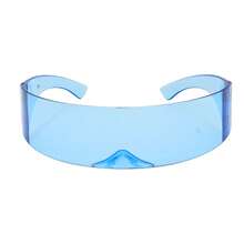 Gafas de Sol Futuristas con Visor Estrecho Tipo Cíclope, Lentes Láser con Protección, Lentes Espejadas, Gafas de Disfraz para Hombre TATA - Morado - Ver 4