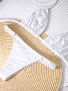 Women's String Bikini, Adjustable Thong, Sensual, Elegant, Casual, Beach, Travel - White - View 1