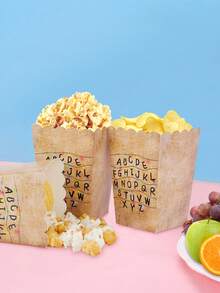 10pcs/30pcs/50pcs Theme Disposable Letter Horror Birthday Paper Popcorn Bucket Box Container Movie Night Party Gift Snack Container Suitable For Movie Night Vintage Cinema Birthday Carnival Circus - Type a - View 5