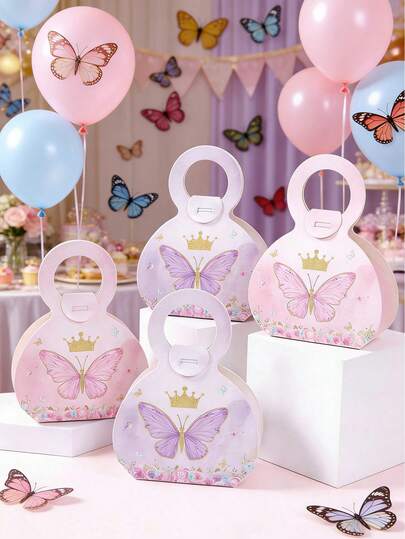 12pcs Purple/Pink Butterfly Gift Boxes With Handle,Baby Shower Party Small Gift Box,Candy Packaging Box,Butterfly Party Gift Wrapping Supplies,Birthday Gift Wrap Box,Baby Shower Decor,Hand Box,Gender Reveal Party Favor Box,Butterfly Theme Birthday Party Decor,Baby Shower Party Supplies,Baby Shower Gift,Party Favor