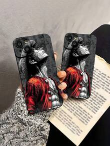con chaqueta roja en blanco y negro. Esta elegante funda es compatible con Samsung, Apple, VIVO, OPPO, , Transsion, ,  y Honor. Fabricada en silicona TPU, ofrece protección contra golpes y caídas, además de una sensación superior. Es un regalo ideal para familiares, amigos y seres queridos, y la opción perfecta para San Valentín y Año Nuevo. - Negro - Ver 5