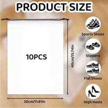 10-Pack Shoe Bags For Travel - 15.7" X 11.8" Large Clear Drawstring Shoe Bags For Packing, Storage - Waterproof,Durable & Reusable Sneaker Shoe Storage Bag - Travel Essentials For Women Men - Default - View 3