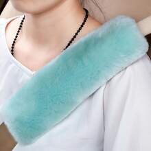 Natural Fur Eco-Friendly Genuine Fluffy Sheep Wool Car Seat Belt Pads, Soft Texture Shoulder Neck Cushion Pad, Genuine Australia - A - Ver 2